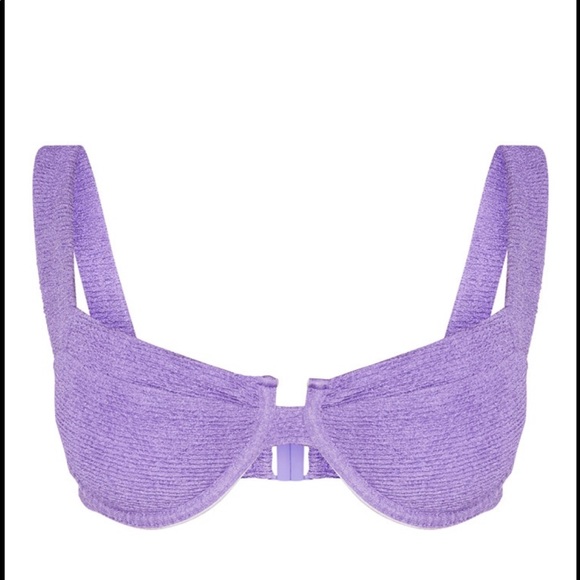 Purple Crinkle Underwired Square Neck Bikini - Picture 3 of 4